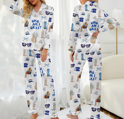 M0rgan WaIIen “Am I Okay” Musical Broadway Satin Pajama Set, M0rgan Fan Souvenir Gift Pajamas, Xmas Sleepwear for Fans
