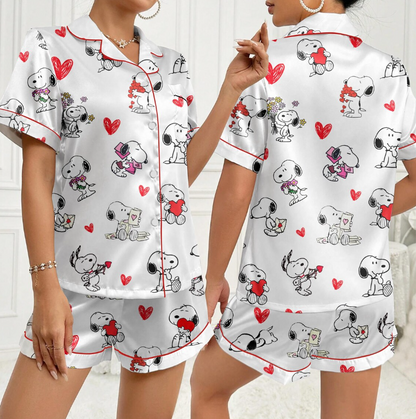 Snoopy Valentine Pajama Set, Cute Snoopy Love PJs, Cartoon Dog Valentine Sleepwear, Cozy Valentines Gift (Copy)