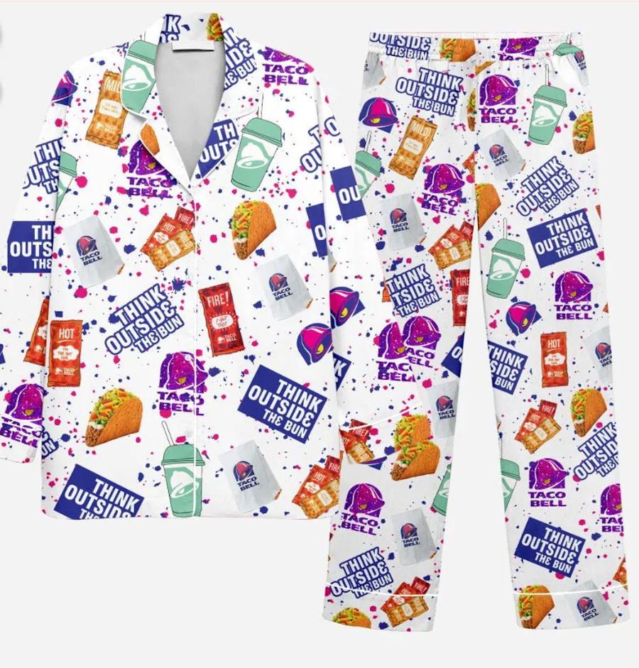 Taco Bell Satin Pajamas – Fun Fast Food Sleepwear, Cozy Gift for Food Lovers