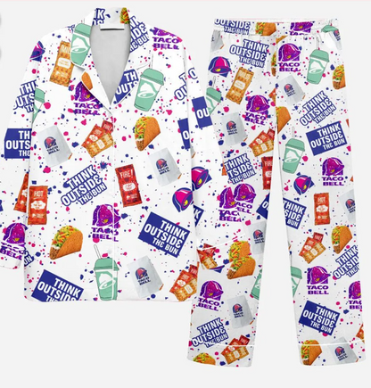 Taco Bell Satin Pajamas – Fun Fast Food Sleepwear, Cozy Gift for Food Lovers