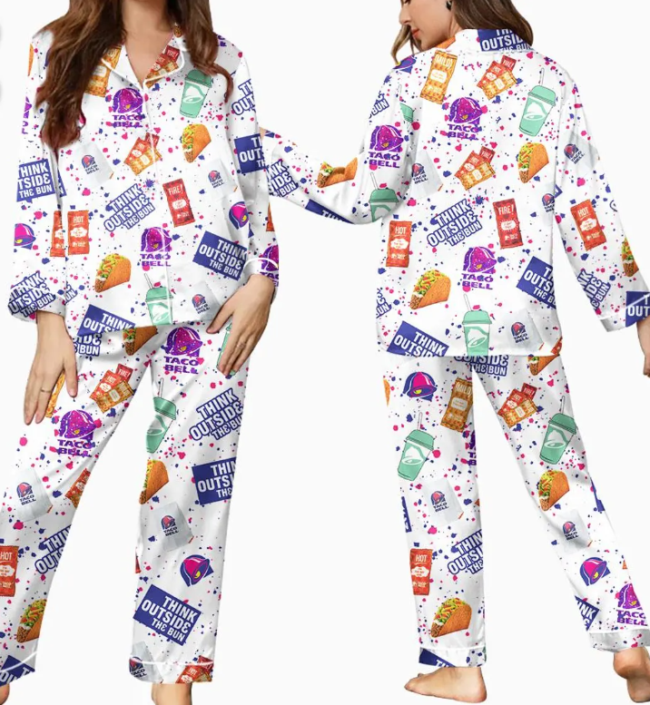 Taco Bell Satin Pajamas – Fun Fast Food Sleepwear, Cozy Gift for Food Lovers