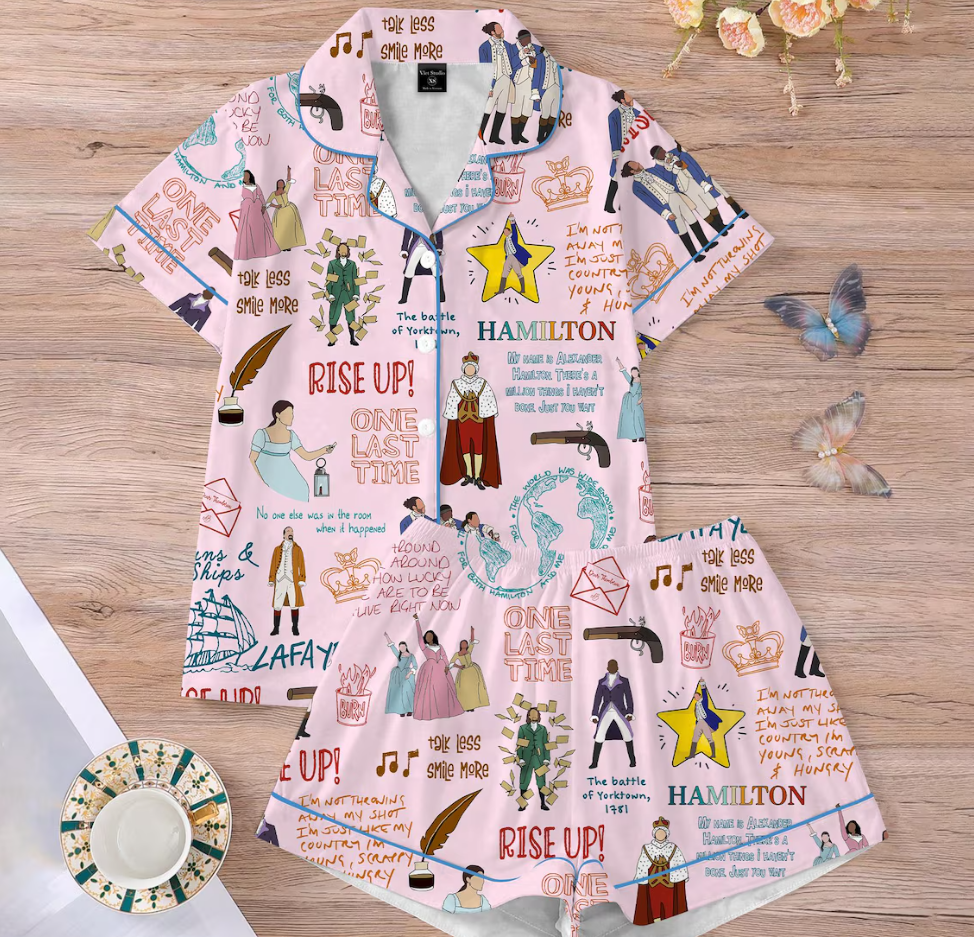 Hamilton Musical Short Satin Pajamas, Broadway Theater Pajamas, Musical Sleepwear, Alexander Hamilton Pajamas Set, Hamilton Fan Gift