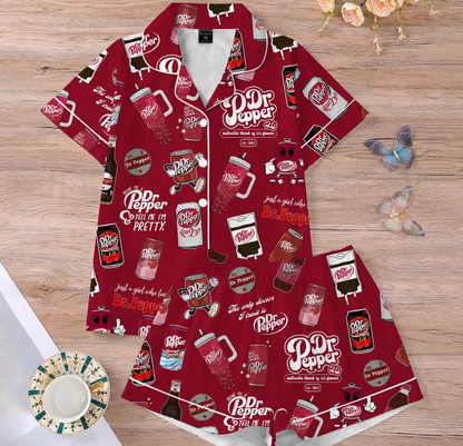 Dr Pepper Pajama Set, Cute Cola Sleepwear, Soft Holiday PJs, Fun Drink Lover Loungewear,Retro Soda Pajamas for Cozy Family Nights ComfortSet
