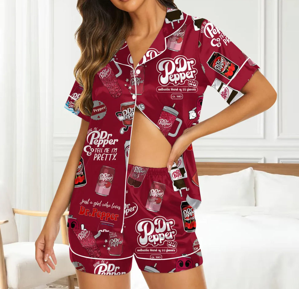 Dr Pepper Pajama Set, Cute Cola Sleepwear, Soft Holiday PJs, Fun Drink Lover Loungewear,Retro Soda Pajamas for Cozy Family Nights ComfortSet
