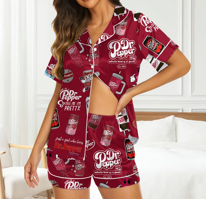 Dr Pepper Pajama Set, Cute Cola Sleepwear, Soft Holiday PJs, Fun Drink Lover Loungewear,Retro Soda Pajamas for Cozy Family Nights ComfortSet