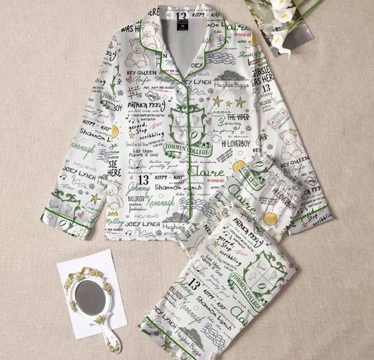 Boys of Tommen Satin Pajama Long Set, Rugby Team Women PJs,Tommen College Inspired Shirt, Romance Book Matching Sleepwear,Funny Gift for Her
