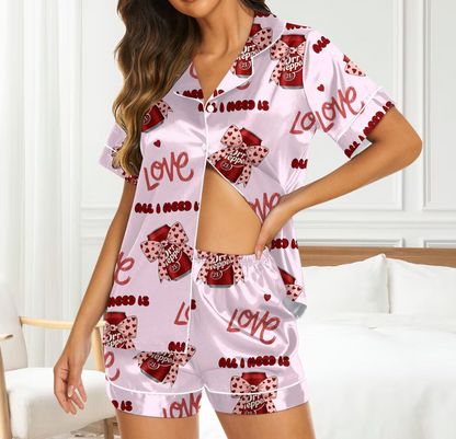 Cute Dr Pepper Pink Coquette Bow Pajamas Set for Women, Two Sided PJs, Dr Pepper Lover Sleepwear, Est 1885 Inspired Pink Bow Loungewear Gift