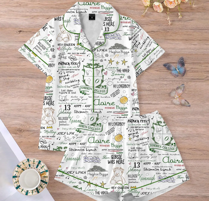 Boys of Tommen Satin Pajama Short Set, Rugby Team Women PJs,Tommen College Inspired Shirt, Romance Book Matching Sleepwear,Cute Gift for Her