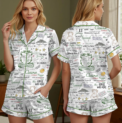 Boys of Tommen Satin Pajama Short Set, Rugby Team Women PJs,Tommen College Inspired Shirt, Romance Book Matching Sleepwear,Cute Gift for Her