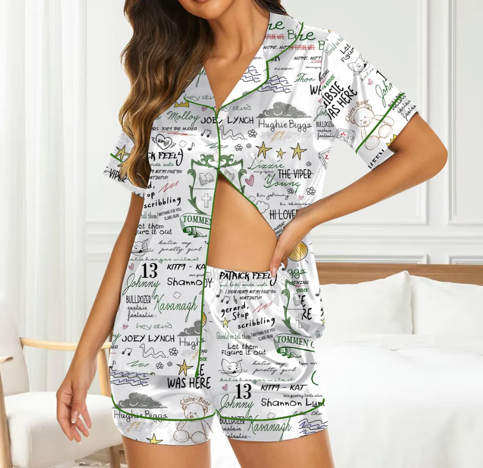 Boys of Tommen Satin Pajama Short Set, Rugby Team Women PJs,Tommen College Inspired Shirt, Romance Book Matching Sleepwear,Cute Gift for Her