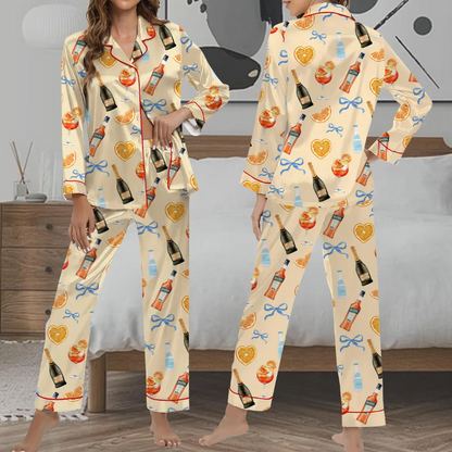 Aperol Spritz Watercolor Pajama Set, Fun Cocktail Print Sleepwear, Watercolor Drink Lover PJs, Cute Cocktail Party Pajamas for Family
