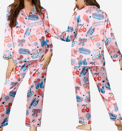 Merica 4th of July Pajamas Set, America Freedom Holiday PJs, Red White Blue Women Sleepwear, Patriotic Liberty Pajamas, Festive comfy PJs