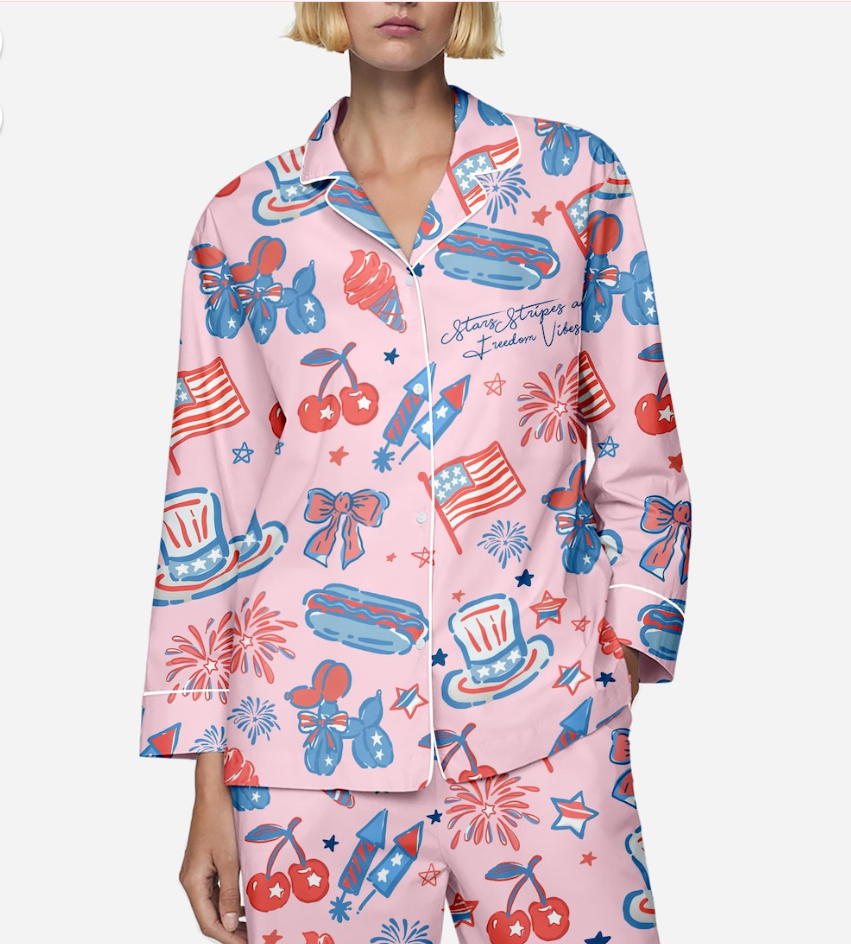 Merica 4th of July Pajamas Set, America Freedom Holiday PJs, Red White Blue Women Sleepwear, Patriotic Liberty Pajamas, Festive comfy PJs