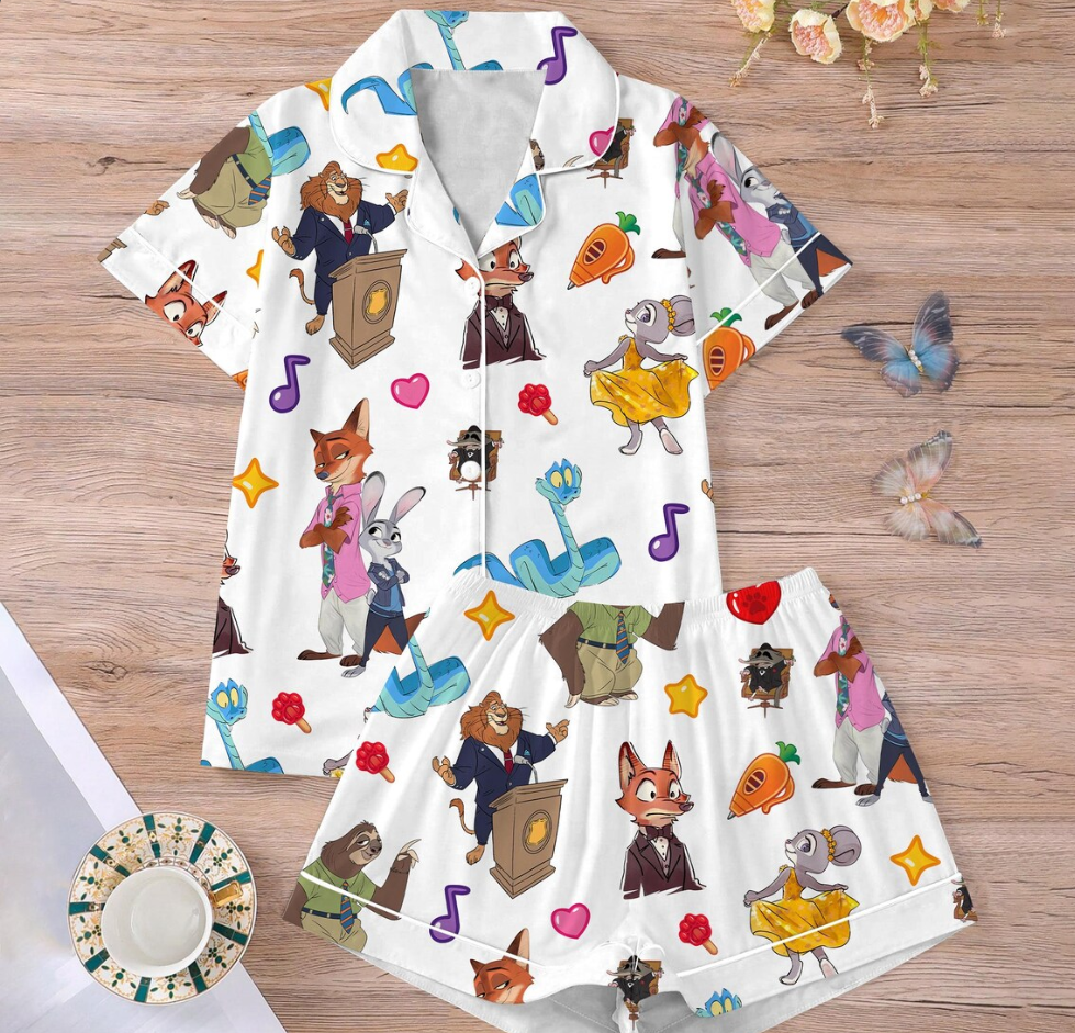 Disneyland Zootopia Pajama Set for Women, Nick Wilde and Judy Hopps PJs, Zootopia 2 2025 Sleepwear, Outfit for Disneyland Family Trip 2025