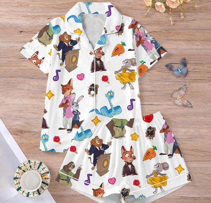 Disneyland Zootopia Pajama Set for Women, Nick Wilde and Judy Hopps PJs, Zootopia 2 2025 Sleepwear, Outfit for Disneyland Family Trip 2025