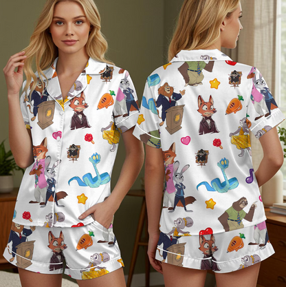 Disneyland Zootopia Pajama Set for Women, Nick Wilde and Judy Hopps PJs, Zootopia 2 2025 Sleepwear, Outfit for Disneyland Family Trip 2025