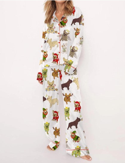 Christmas French Bulldog Satin Pajama Set