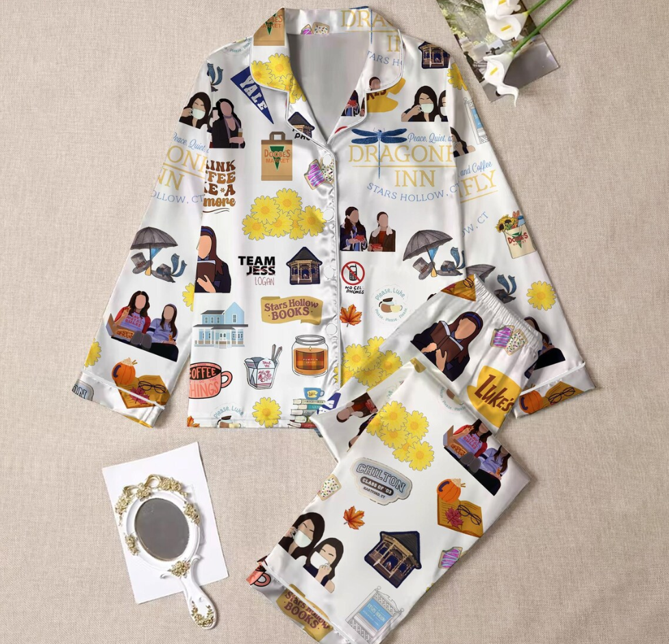 Gilmore Girls Christmas Pajama Set for Family, Cozy Dragonfly Inn Sleepwear, Cute Coffee Lover PJs, Comfy TV Show Loungewear for Women