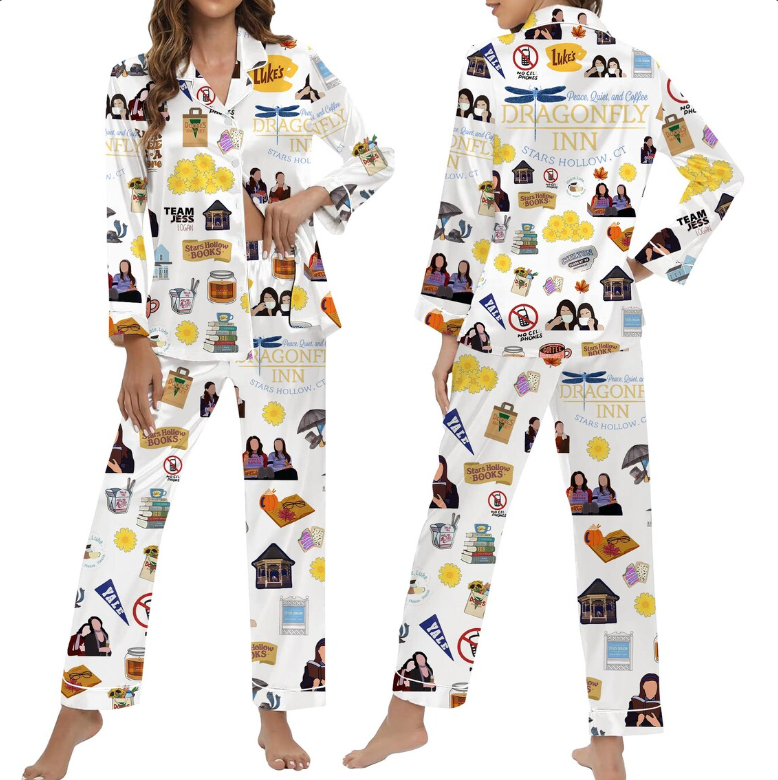 Gilmore Girls Christmas Pajama Set for Family, Cozy Dragonfly Inn Sleepwear, Cute Coffee Lover PJs, Comfy TV Show Loungewear for Women