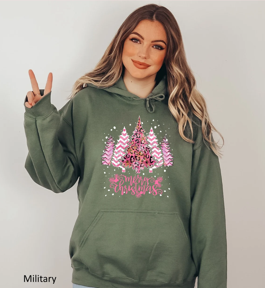 Christmas Trees Hoodie, Christmas Gift Sweatshirt, Merry Xmas Gift Hoodie, Christmas Hoodies for Women, Xmas Party Hoodie, Pine Trees Hoodie