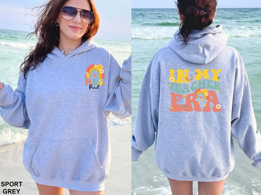 Personalized Teacher Sweatshirt, In My Teacher Era, Custom Name Teacher Hoodie, Teacher Gift Hoodie, Retro Teacher Hoodie, Teacher Sweater