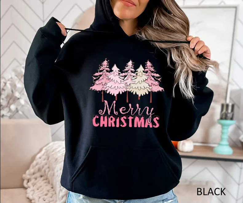 Merry Christmas Hoodie, Christmas Gift Hoodie, Xmas Gift Sweatshirt, Christmas Party Hoodie, Holiday Gift Hoodie, Christmas Trees Sweatshirt