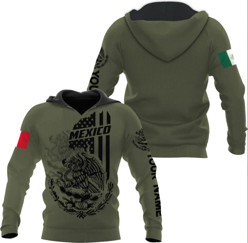 Personalized Name Mexican Hoodie 3D, Customized Mexican Hoodies for Men, Unisex Mexico Hoodie, Mexico Hoodies for Men 1 (217)