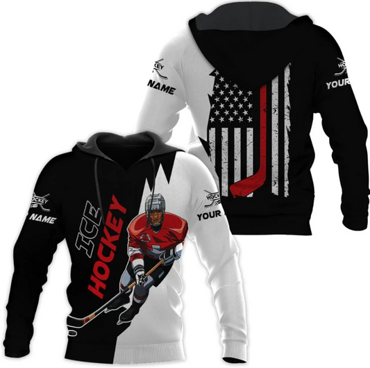Personalized Name Hockey Hoodies 3D, Hockey Hoodies Sweatshirt For Unisex, Hockey Sport Hoodie Uniform For Team