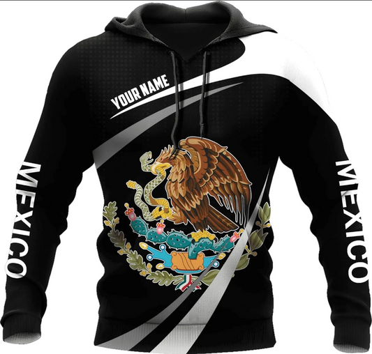 Personalized Name Mexican Hoodie 3D, Customized Mexico Hoodies for Men & Women