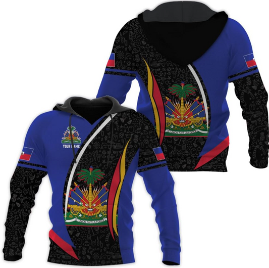 Personalized Haiti Zip Hoodie - Men & Women Haitian Pride Coat Of Arms Hoodie