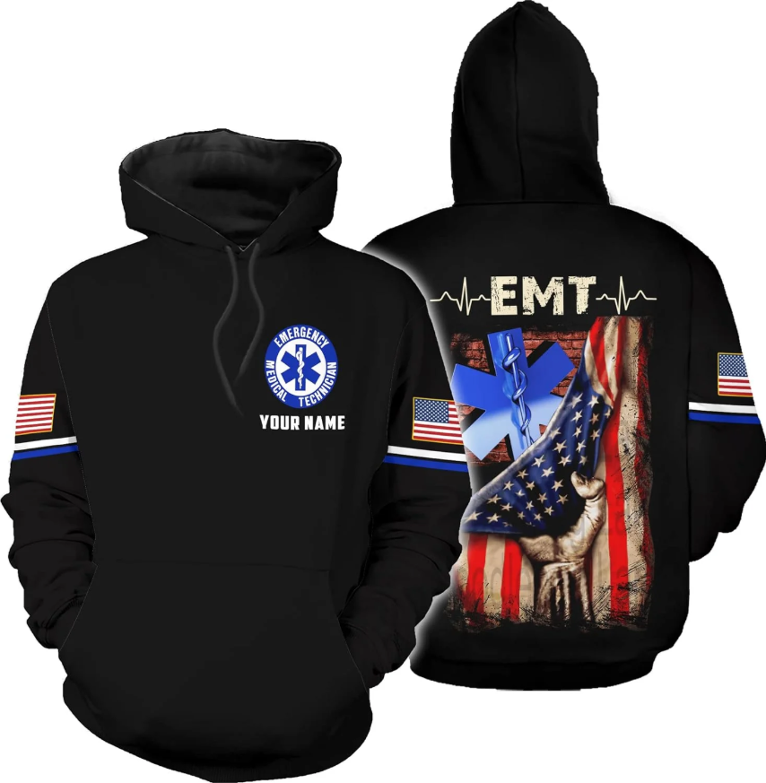 Customize Name EMS EMT Hoodie For Men And Women 3D All Over Printed Sportwear T Shirt, Zip Up Hoodie, Sweatshirt