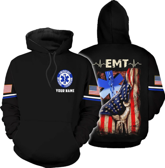 Customize Name EMS EMT Hoodie For Men And Women 3D All Over Printed Sportwear T Shirt, Zip Up Hoodie, Sweatshirt