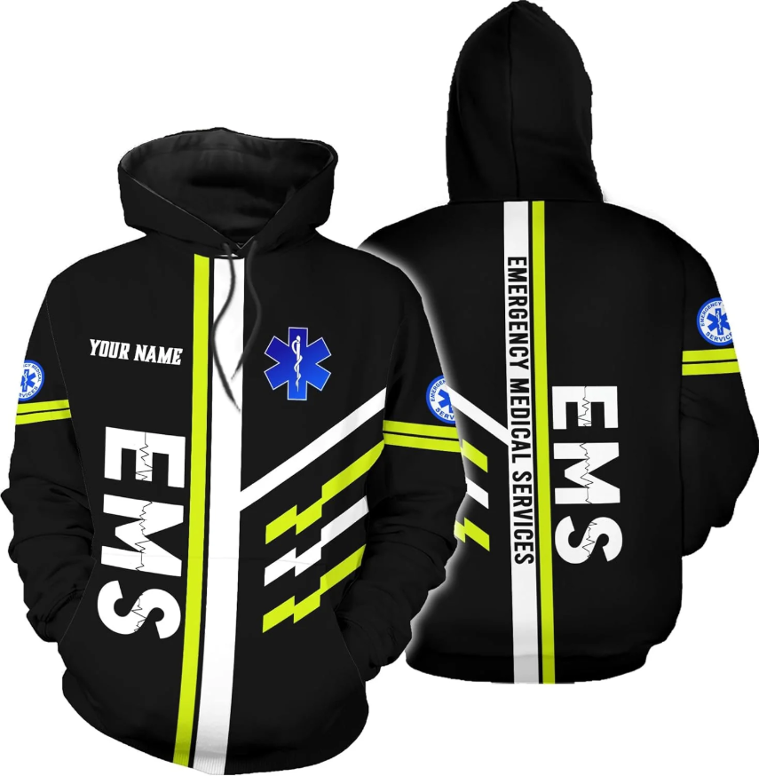 Personalized EMT Hoodie EMS Sweatshirt Custom EMS Zip Hoodie Paramedic Uniform Emergency Medical Technician Shirts
