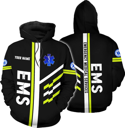 Personalized EMT Hoodie EMS Sweatshirt Custom EMS Zip Hoodie Paramedic Uniform Emergency Medical Technician Shirts
