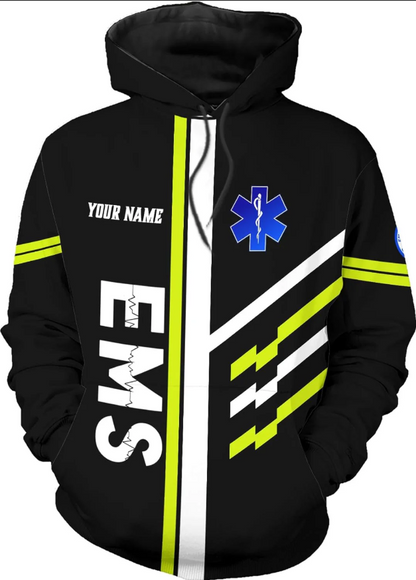 Personalized EMT Hoodie EMS Sweatshirt Custom EMS Zip Hoodie Paramedic Uniform Emergency Medical Technician Shirts