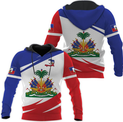 Personalized Haiti Zip Hoodie - Men & Women Haitian Pride Coat Of Arms Hoodie