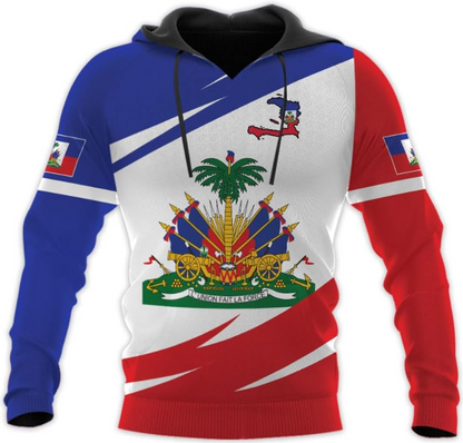 Personalized Haiti Zip Hoodie - Men & Women Haitian Pride Coat Of Arms Hoodie
