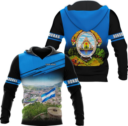Personalized Honduras APO Hoodie, Honduras Pride Honduras Flag 3D Zip Hoodie Sweatshirt Tshirt Men and Women