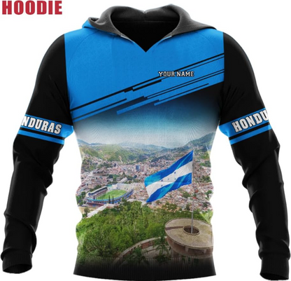 Personalized Honduras APO Hoodie, Honduras Pride Honduras Flag 3D Zip Hoodie Sweatshirt Tshirt Men and Women