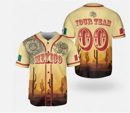 Personalized Mexico Cactus Baseball Jersey Baseball Mexico Team Shirt