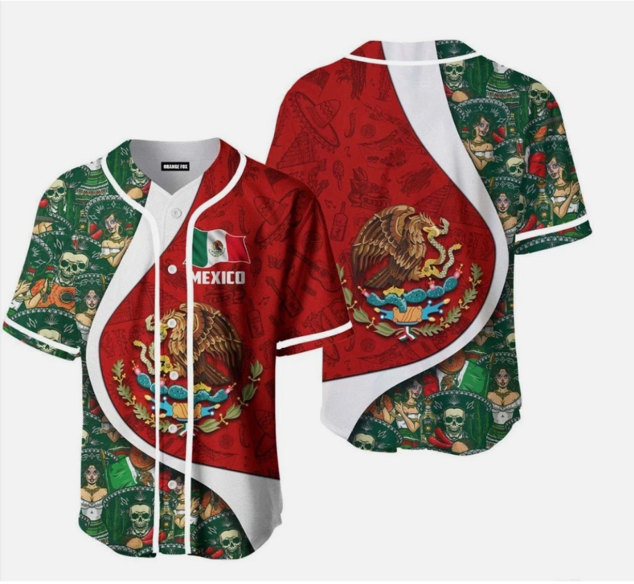 Personalized Mexico Baseball Jersey, Family Matching Jersey, Mexico Flag Jersey