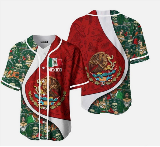 Personalized Mexico Baseball Jersey, Family Matching Jersey, Mexico Flag Jersey