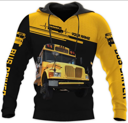 Personalized School Bus Driver Hoodie Yellow Bus Driver Hoodies School Bus Driver Sweaters Shirts Men & Women