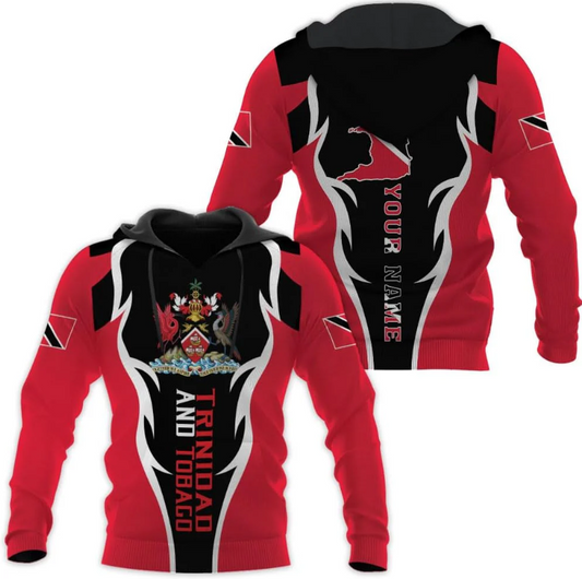 Personalized Trinidad & Tobago Hoodie 3D Trinidad and Tobago Coat of Arms Flag Sweatshirt Trinidad Pride Zip Hoodie