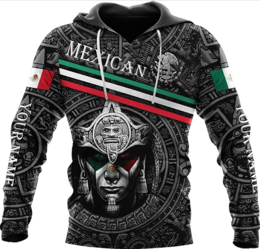 Personalized Name Aztec Hoodie Men, Unisex 3D Aztec Hoodies for Men and Women, Aztec Warrior Mexican Hoodie, Mexico hoodie
