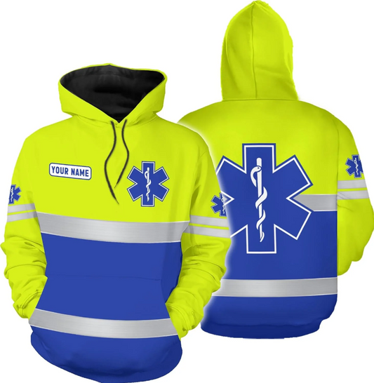 Personalized EMT Hoodie EMS Sweatshirt Custom EMS Zip Hoodie Paramedic Uniform Emergency Medical Technician Shirts