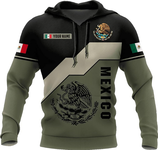Personalized Name Mexico Mexican Eagle Hoodie 3D Unisex Hoodie, T Shirt, Zip Up Hoodie, Sweatshirt For Men AD1084 Multicolor (392)