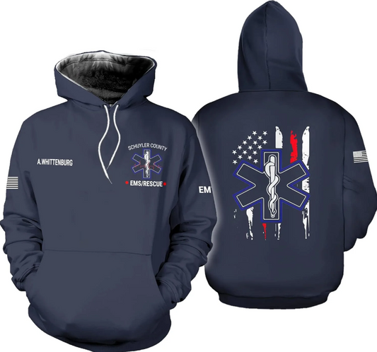 Customize Name EMS EMT Hoodie For Men And Women All Over Printed Sportwear T Shirt, Zip Up Hoodie, Sweatshirt