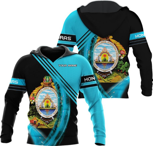 Personalized Honduras APO Hoodie, Honduras Pride Honduras Flag 3D Zip Hoodie Sweatshirt Tshirt Men and Women