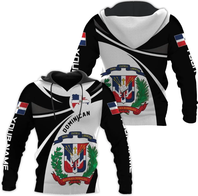 Personalized Dominican Hoodie 3D Dominican Republic Sweatshirt Dominican Flag Zip Hoodie Republica Dominicana Shirt